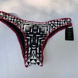 kikirio Black Multi Colored Geometric Cheeky bikini bottom Sz XS NWOT